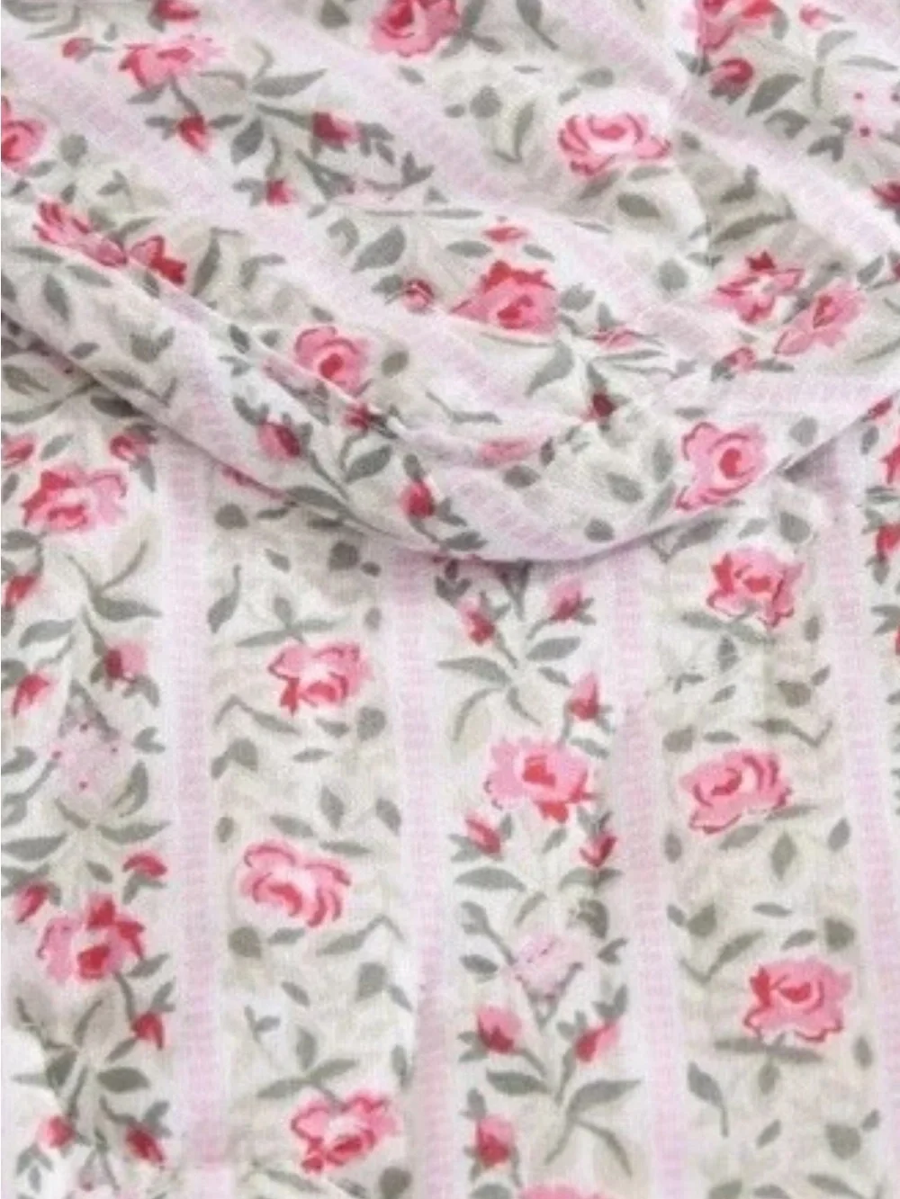 Pink Floral Striped KING 3 Pc. Quilt Set ~ 100% Cotton ~ Timeless All Seasons